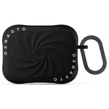 Imagem de ORNARTO Capa Vortuxe para AirPods Pro 2 – 2 x MIL-STD de proteção contra quedas, capa à prova de choque de silicone líquido com mosquetão, capa estética elegante para AirPods Pro 2ª/1ª geração - preta