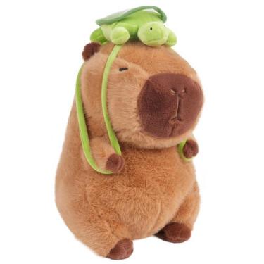 Imagem de Brinquedo de pelúcia EASELR Capivara com mochila Turtle de 30 cm para 