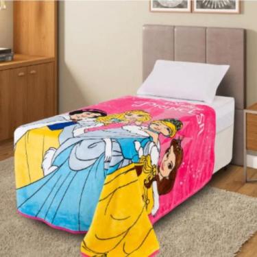 Imagem de Cobertor Solteiro Princesas Disney 1,50x2,00m Jolitex Raschel  Macio, 