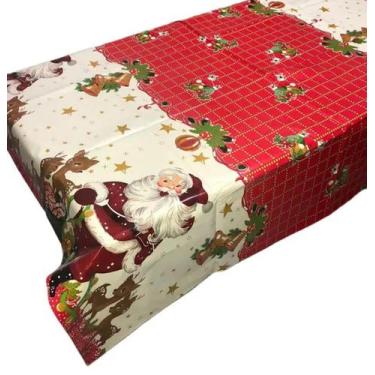 Imagem de Toalha De Mesa Natal Retangular 8 Lugares 140x300cm Plástico Impermeáv