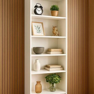 Imagem de Livreiro 5 Prateleiras Estante Organizador Moderno Loja Casa Escritório Expositores Liz Branco