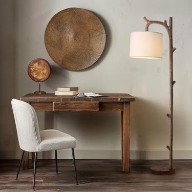 Imagem de OYEARS Luminária de chão retrô de fazenda para sala de estar lâmpadas de pé rústicas decoração de tronco de árvore moderno country vintage lâmpada de piso de madeira (marrom)