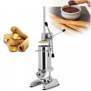 Imagem de Fabricante Manual Do Churro, Máquina Manual Do Fabricante Do Churro Do Churrera Da Filhós 2l/3l 5 Tipos Dos Moldes, Máquina Espanhola Vertical De Aço Inoxidável Do Churrera, 3L