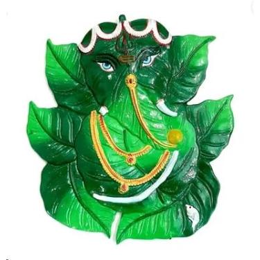 Imagem de GRI9 Shree Ganesh Bhagvan Lord Leaf Ganesha Idol Wall Hanging Patta Statue Vastu Green Pan Patta Idol for Gift & Showpiece Item for Office & Home Décor