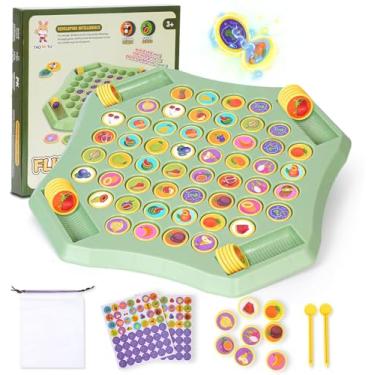 Imagem de Gencokok 54Pcs Flip Chess Memory Game, 2025 Fruit Flip Chess Board Game, Memory Chess Over Card Chess Board, Jogo De Memória De Xadrez Com Padrão De Desenho Animado Duplo, Jogo De Combinação Criativ