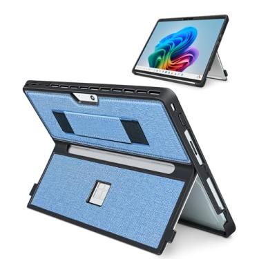 Imagem de Capa para Microsoft Surface Pro 11/10/9/8 de 13 polegadas, com capa para stent e alça de mão, capa resistente à prova de choque multifuncional compatível com teclado tipo capa, material TPU/PU (azul)