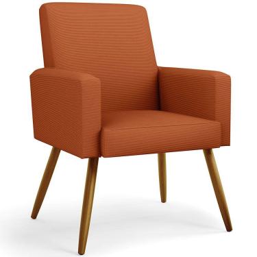 Imagem de Poltrona Decorativa Para Sala De Estar Maria W01 Pés Palito Tecido Terracota - Lyam Decor