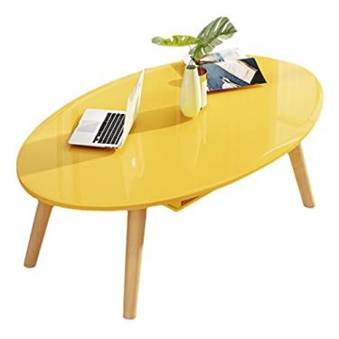 Imagem de Mesa de centro de design simples, mesa lateral oval moderna, mesa de coquetel, usada no quarto, sala de estar, indústria doméstica, janela, janela, mesa, amarela, branca, minimalista para sala de