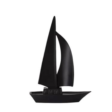 Imagem de hezhuhe2258 Ornamentos de mesa ornamentos de barco à vela nicho de alta qualidade luz de luxo sala de estar móveis foyer armário de vinho decorações de TV (preto)