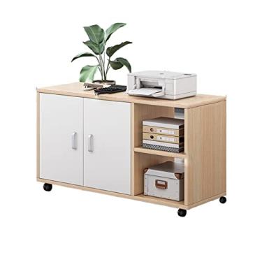 Imagem de Suporte de impressão rack de impressora de piso polia armários de arquivo armário de livros sala de estar estante moderna minimalista para escritório mesa de impressão de design simples (cor: 1)