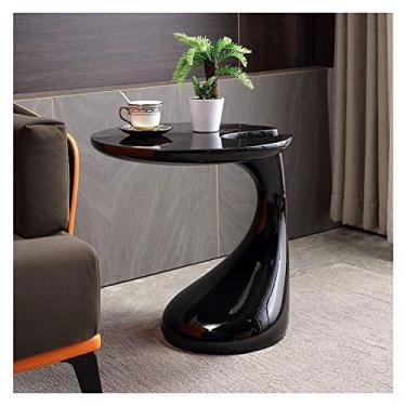 Imagem de Mesa de centro de design simples 19,6 x 21,6 polegadas, mesa de centro redonda pequena, mesa lateral para casa e escritório, mesa lateral de cama, mesa lateral de sofá, para sala de estar, quarto