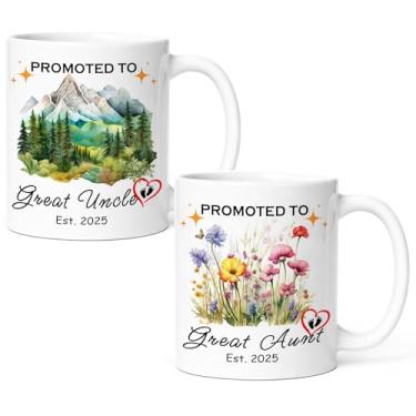 Imagem de KOXAME Conjunto de 2 canecas Promoted to Aunt And Uncle 2025, First Time Aunt Uncle New Baby Gift for Expecting Pregnancy Gifts Idea (au un2025)