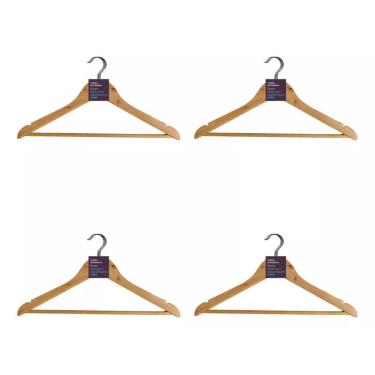 Imagem de Cabide De Madeira Com Gancho Organizador Roupas 3 Cabide