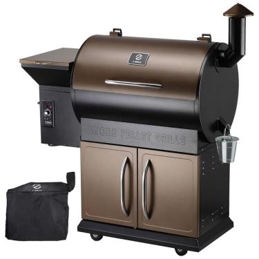 Imagem de Churrasqueira á Pellet de Madeira com Controle PID, Capa de Chuva e Superfície de Cozimento Total 700 cm2, Z GRILLS, Marrom
