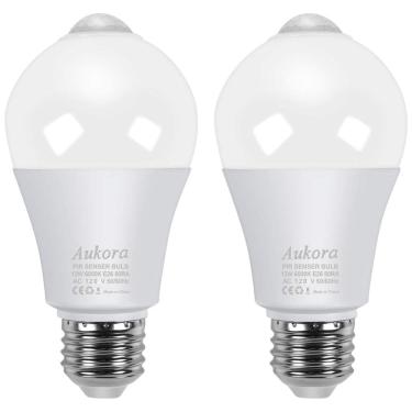 Imagem de Lâmpada LED Sensor de Movimento 1000LM, 12W Frio 6000K, 2 Un, Bivolt, AUKORA, Branco