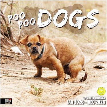 Imagem de RED EMBER Select - Calendário de parede 2026 Poo Poo Dogs 2026 | Abertura de 30,5 cm x 61 cm | Papel grosso e resistente | Presente | Calendário 2026