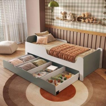 Imagem de Cama Infantil Solteiro Mick com Baú Auxiliar em MDF Mobikasa, Branco V