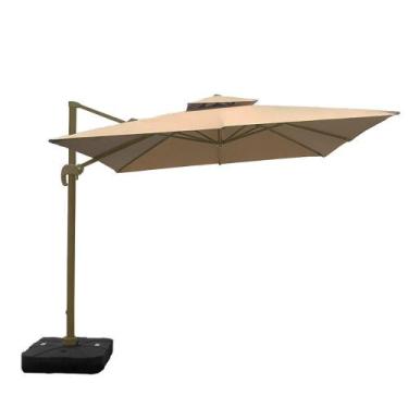 Imagem de Ombrelone 3x3m Alumínio Cáqui Base 120L UV 98% Impermeável com Acabame
