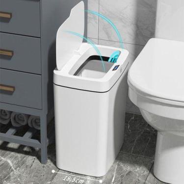 Imagem de Lixeira Automática Retangular 14 Litros com Sensor Branca - Globalmix