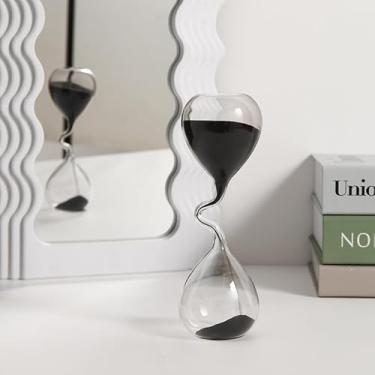 Imagem de Ampulheta curva design preto estilo moderno artesanato de vidro simples decoração de mesa de jantar interior lindo relógio de areia