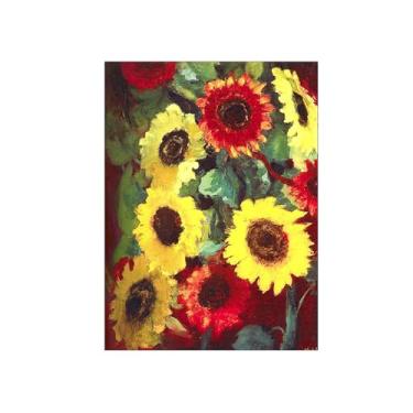 Imagem de Pôster e impressões em tela de flores vintage - reprodução de pintura de arte de parede famosa girassóis brilhantes - imagens para sala de estar 70 x 100 cm 27 x 39 polegadas sem moldura