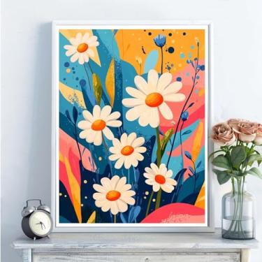 Imagem de Kits de arte de diamante 5D para adultos - kits de pintura de diamante de flores faça você mesmo, broca redonda completa - artesanato de ponto cruz bordado de cristal para decoração de parede