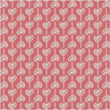 Imagem de Tecido Tricoline Pirulito de Corações Fundo Coral - 50 x 150 cm - Fabr