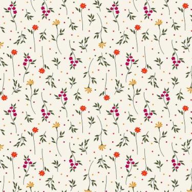 Imagem de Tecido Tricoline Floral Primavera 2 - Fundo Creme - Peripan - 50 x 150