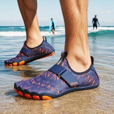 Imagem de Barefoot Water Shoes Aqua Shoes masculino feminino natação praia secagem rápida tênis para mergulho, surfe, esportes aquáticos, ioga, caminhadas, Azul marino, 10 Women/9 Men