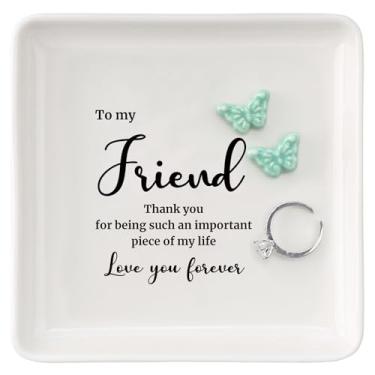 Imagem de HOME SMILE Amigo aniversário para mulheres - anel de borboleta bandeja de joias presente de amizade para Dia de Galentina Gradutinon presente de despedida - obrigado por ser uma peça tão importante