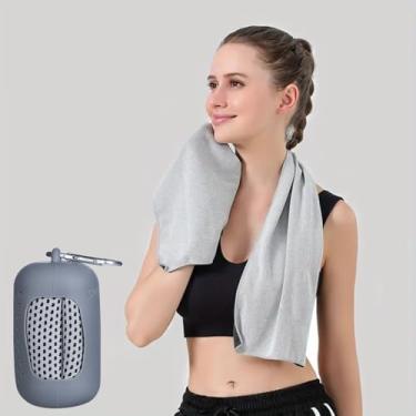 Imagem de Toalha de resfriamento rápido ideal para exercícios diários, esportes de corrida e atividades ao ar livre (cinza claro)