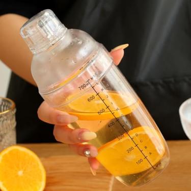 Imagem de Coqueteleira de plástico transparente de 700 ml com balança misturadora de bebida à mão, coador, boca, misturador de vinho, barra de medição, ferramenta de festa, casa, 22 x 8 cm