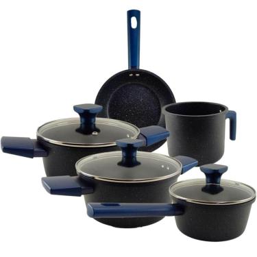 Imagem de Conjunto Panelas Alta Qualidade Cor Azul Presente Ideal Mãe