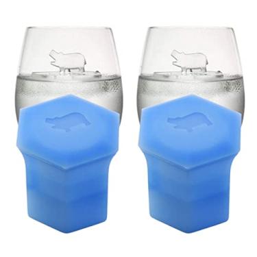 Imagem de Bandeja de cubo de gelo de leão com tampa, molde de máquina de gelo para freezer com recipiente, para resfriar uísque, coquetéis, café, vinho, fácil liberação livre de BPA (hipopótamo 2)