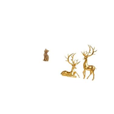 Imagem de Fenteer Estatueta Decorativa de Resina de Gato E Veado, Peça Colecionável para Entrada, Estante, Sala de Estar, Quarto Ou Balcão.