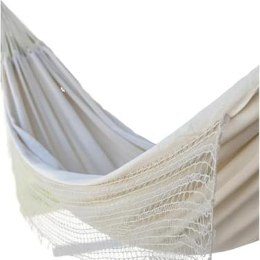 Imagem de Rede de Dormir Descanso Casal, Jeans Confortável E Resistente(Cru C/Franjas)