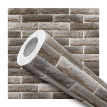 Imagem de Papel de Parede Vinílico Tijolo Cinza Rústico Sala Quarto 1m - DELIQUA
