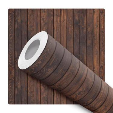 Imagem de Papel de Parede Adesivo Ripa de Madeira Escura Vertical Painel Cabecei