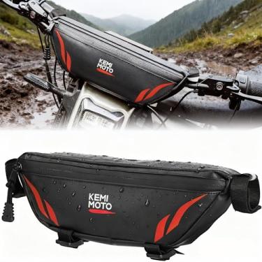 Imagem de KEMIMOTO Bolsa de guidão de motocicleta universal à prova d'água bolsa de armazenamento frontal bolsa de guidão de bicicleta compatível com Sur-Ron Light Bee X e S X160 X260 Segway bicicleta de sujeira elétrica, preta