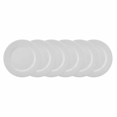 Imagem de Estojo com 6 Pratos Rasos. Modelo Redondo Voyage. Branca. Fabricado pela Porcelana Schmidt. A legítima porcelana desde 1945 Qualidade Beleza e resistência