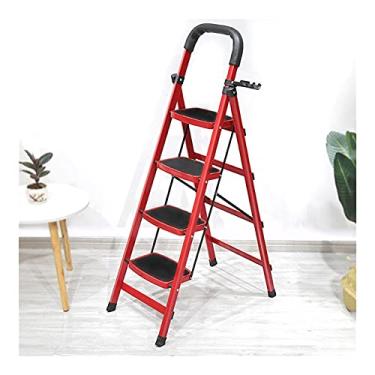 Imagem de Escadas dobráveis Escada dobrável Escada de metal de 4 degraus com suporte de ferramentas e escadas de pedal antiderrapantes para uso doméstico e cozinha escada resistente (cor: Escada B) (Escada C)