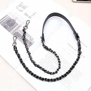 Imagem de Nova bolsa feminina diagonal bolsa de corrente de metal acessórios bolsa de coringa de um ombro acessórios (cor: prata tamanho: 140 cm) (arma preta 110 cm)