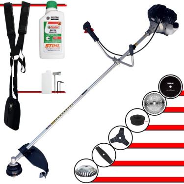 Imagem de Aparador de Grama Profissional À Gasolina Toyama RT43LB25A 43cc 1,7HP 10000rpm Roçadeira Multifuncional Lateral Com 6 Opções de Cortes + ÓLEO STIHL 2T