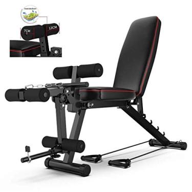 Imagem de Banqueta dobrável ajustável com halteres, banco de peso dobrável, extensão de perna e curvatura da perna, levantamento de peso, banco abdominal, banco sentado