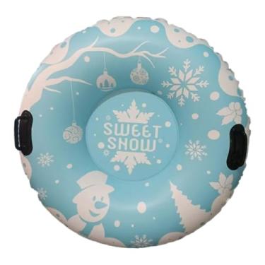 Imagem de YIJU Boia inflável para trenó na neve com estampa de boneco de neve, versátil, leve e anti-capotamento, com alças, 95 cm de diâmetro, Azul