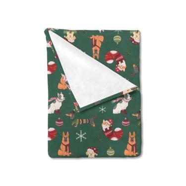 Imagem de Cobertor de desenho animado de cachorro, cobertor de presente com padrão de cachorro de Natal para sofá de sofá, cobertor de flanela para amantes de animais de estimação, crianças e adultos, cobertor