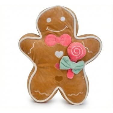 Imagem de Biscoito Natal de Pelúcia com Laço Rosa e Pirulito - 23cm - 1 unidade