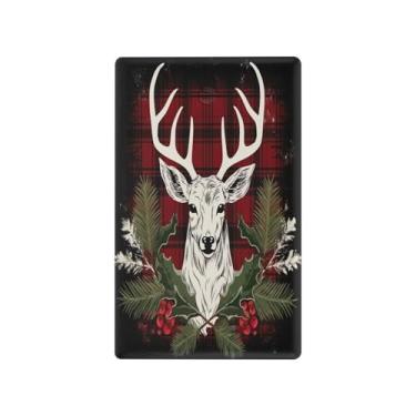 Imagem de Blueangle Placa de parede decoradora de capa em branco, tamanho padrão, 1 gangue Feliz Natal, cervo, capa para quarto de escritório em casa, 4,53 x 7,76 polegadas #736