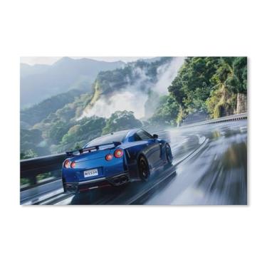 Imagem de HouLaiZhe Carro modificado japonês Jdm R35 Drift Speed Cool Posters Tela Estética Decoração de parede Pintura de parede Impressão de sala de galeria Decoração de parede para quarto sala de estar