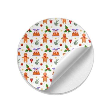 Imagem de Conjunto de 25 Adesivos Redondos Natalinos em Aquarela Coloridos - Tamanho 50x50cm